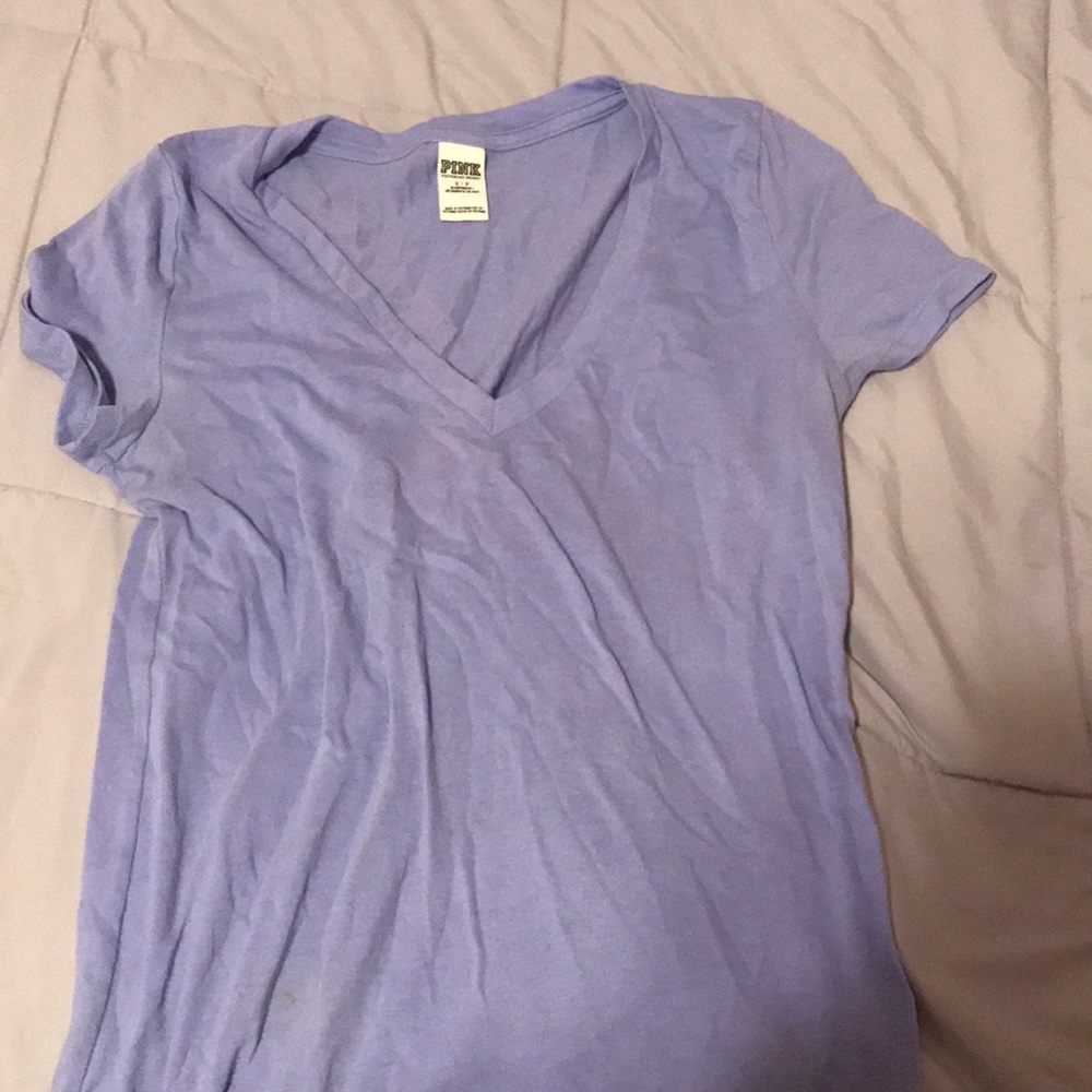 PINK v neck plain purple shirt
